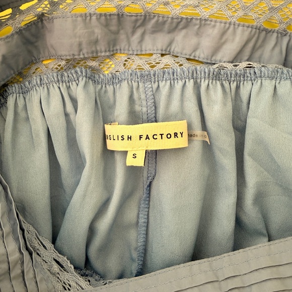 English Factory Blue Ruffled Sleeve Top, Size S - Picture 6 of 6